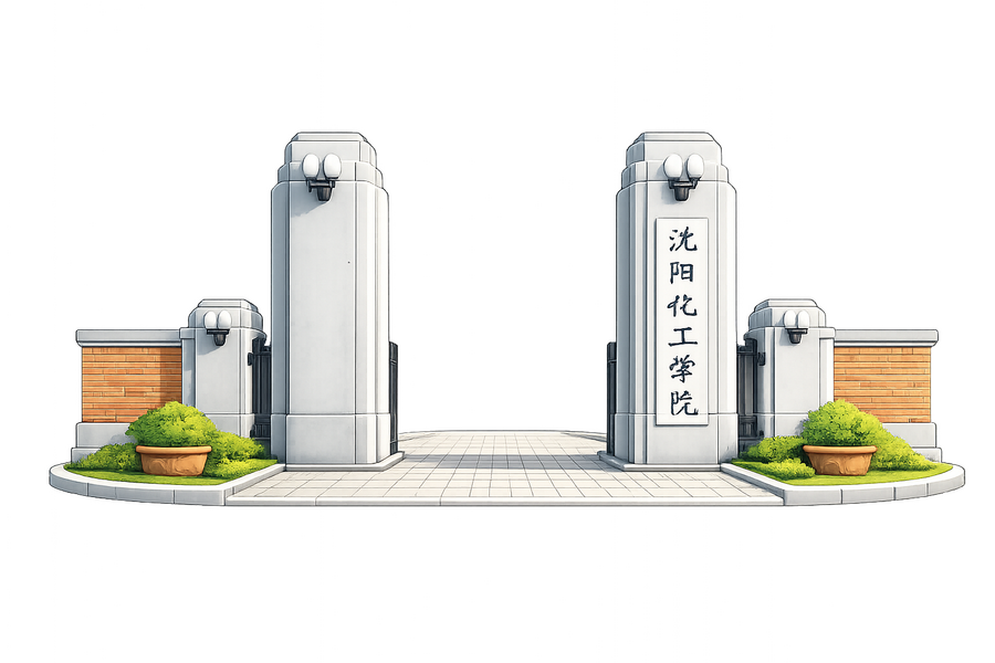 沈阳化工学院老校门地标插画